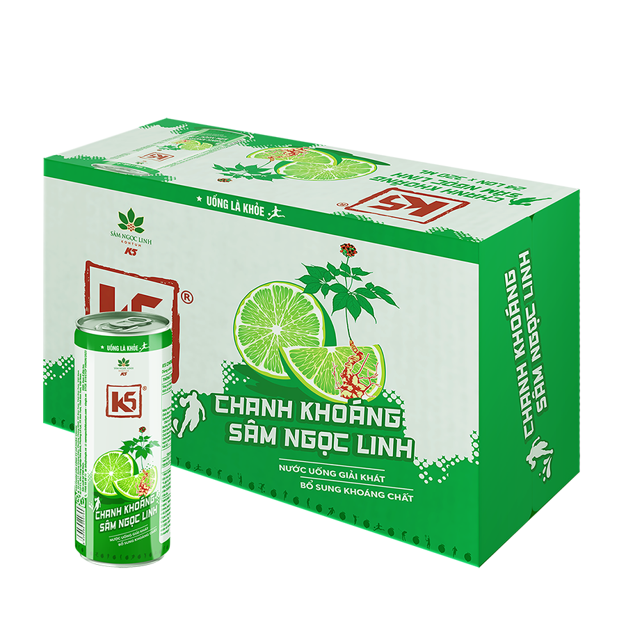 [Thùng/24 lon] Thực Phẩm Bổ Sung K5 Chanh Khoáng Sâm Ngọc Linh